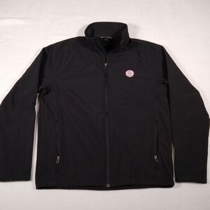 Men's Med. Black Soft Shell Microflece Lined  Jacket Shift Knob Emblem Full Zip